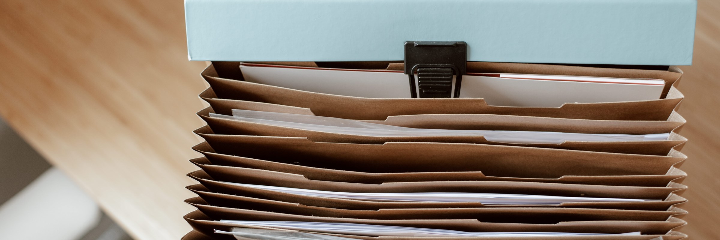 A small file holding a number of documents