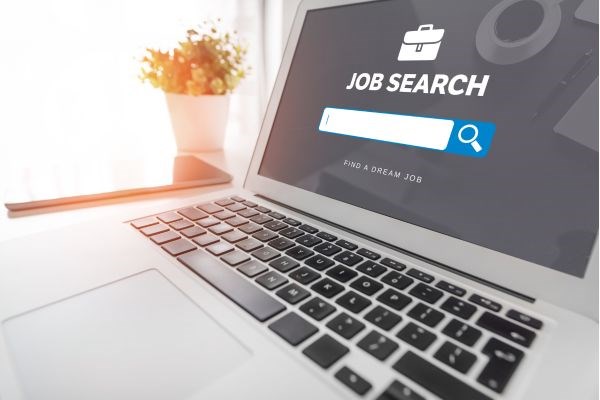 laptop with job search on the screen