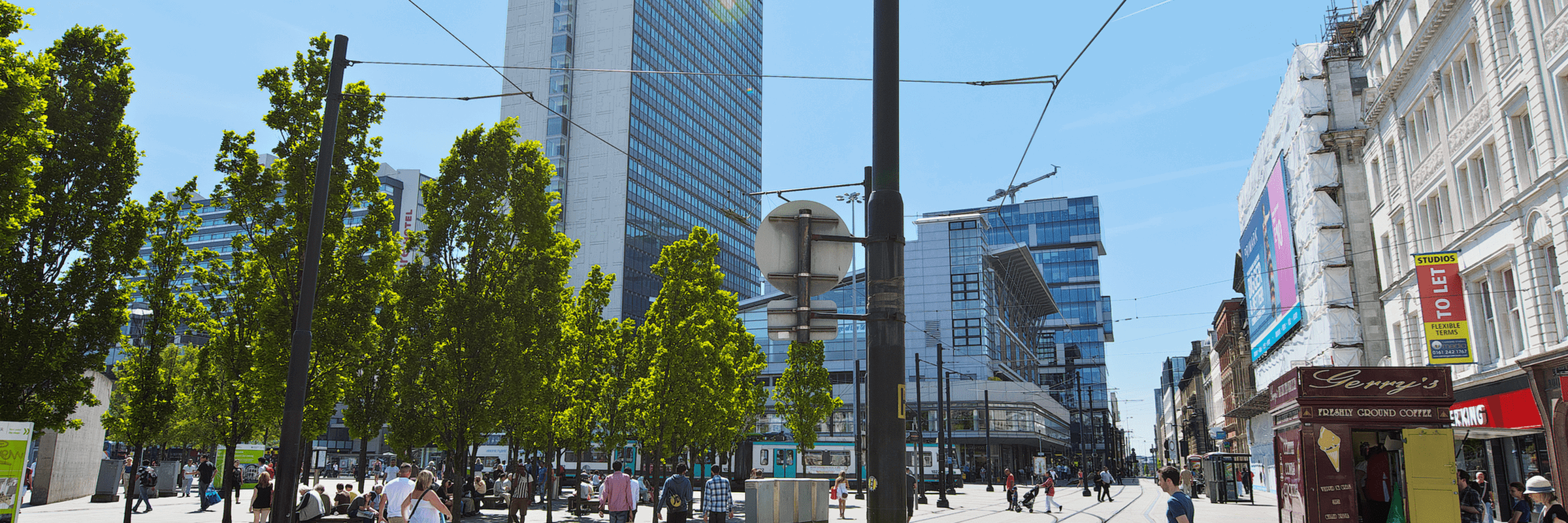 Sunny day in Manchester City Centre