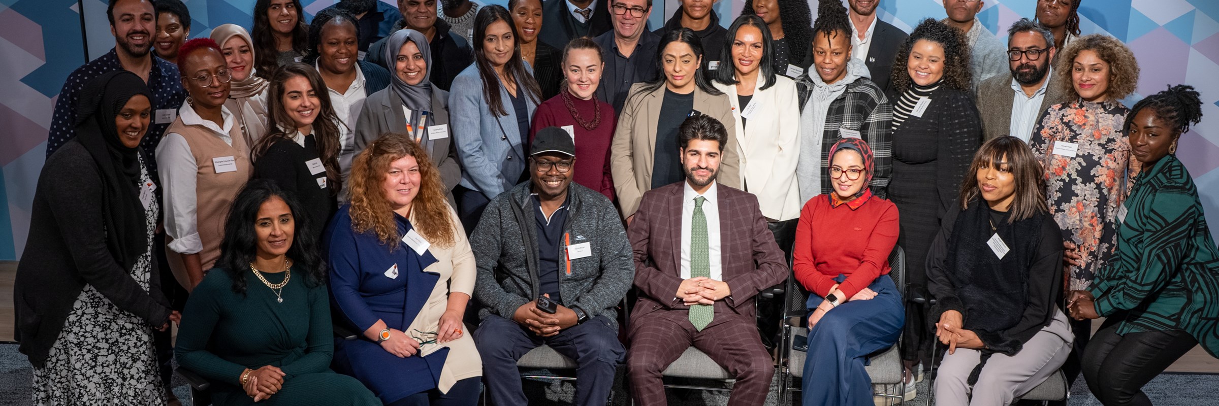 Participants of the We Lead for Legacy programme with Mayor Andy Burnham and Cllr Arooj Shah