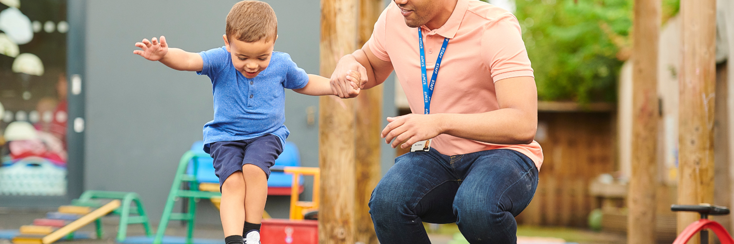 Man playing with child