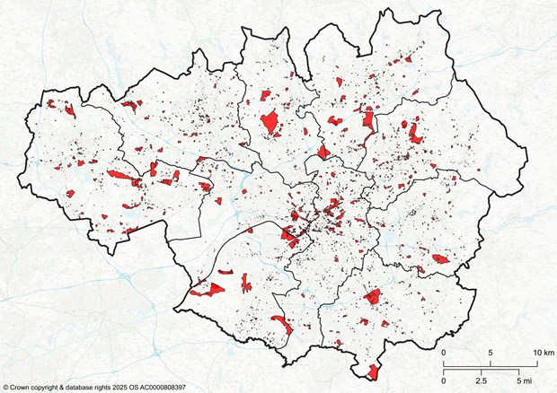 A map of the identified housing land supply in Greater Manchester.