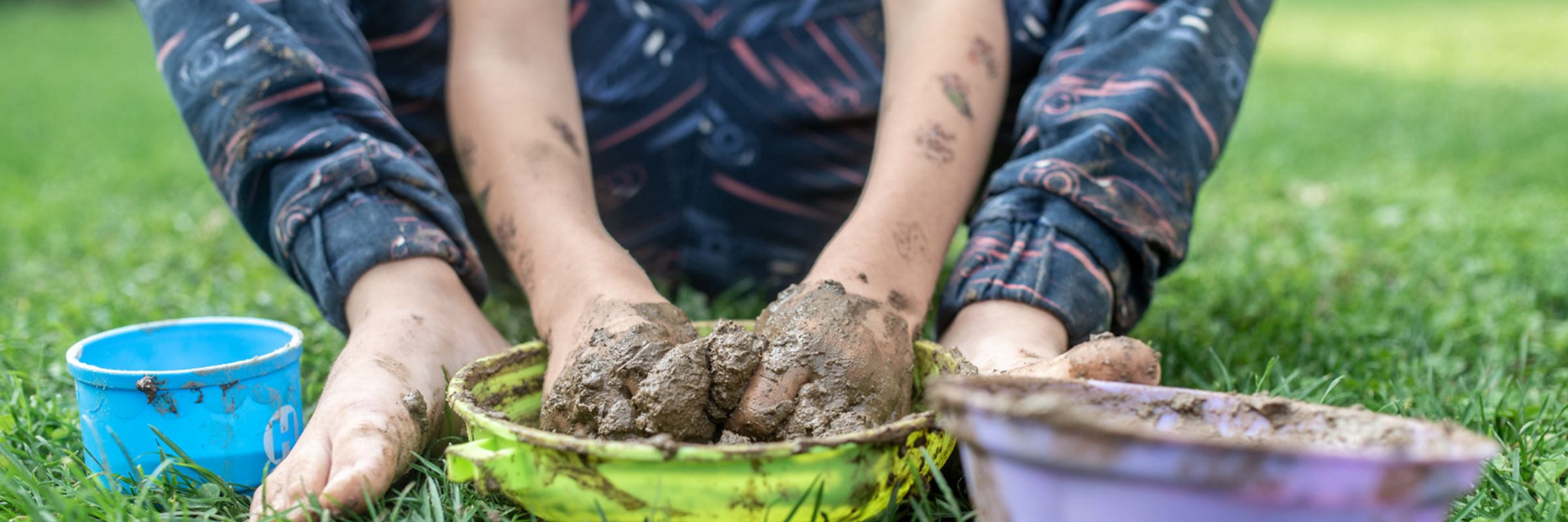 woman playing with soil