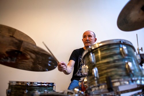 Eddie Sherwood playing the drums