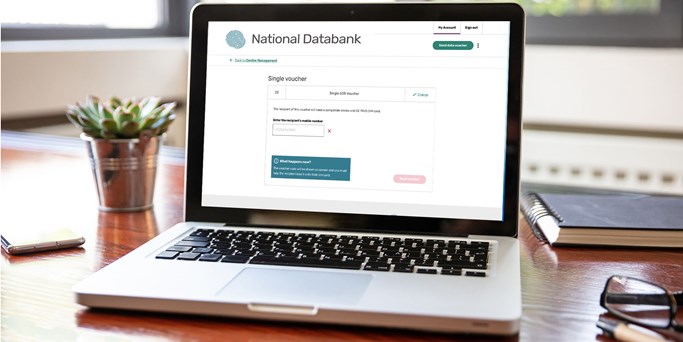 An image of a laptop open on the National Databank page