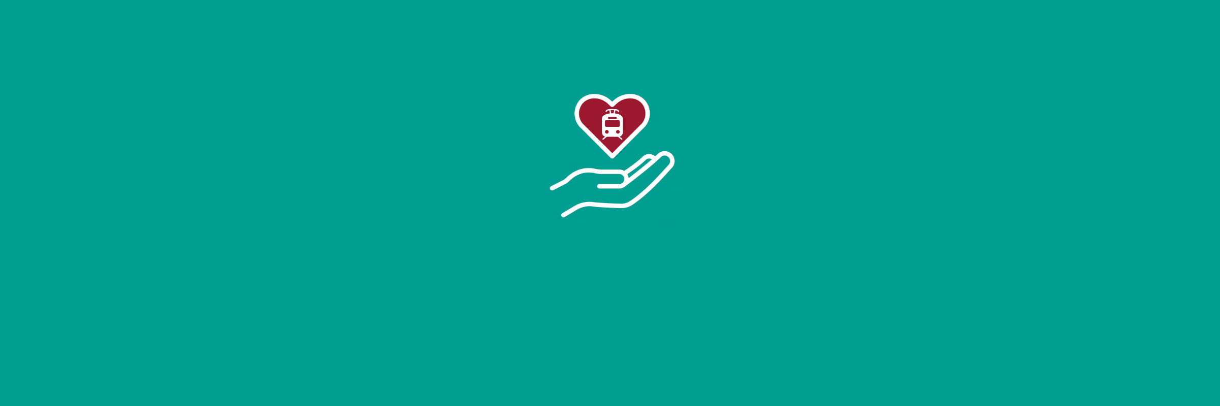 Graphic of a hand holding a heart with a tram inside