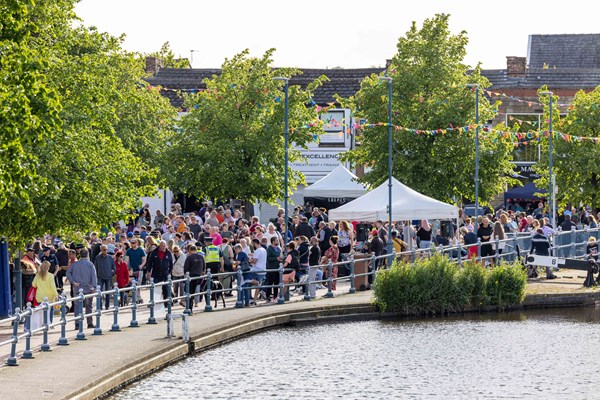 People attending Street Food Festival in Stalybridge 