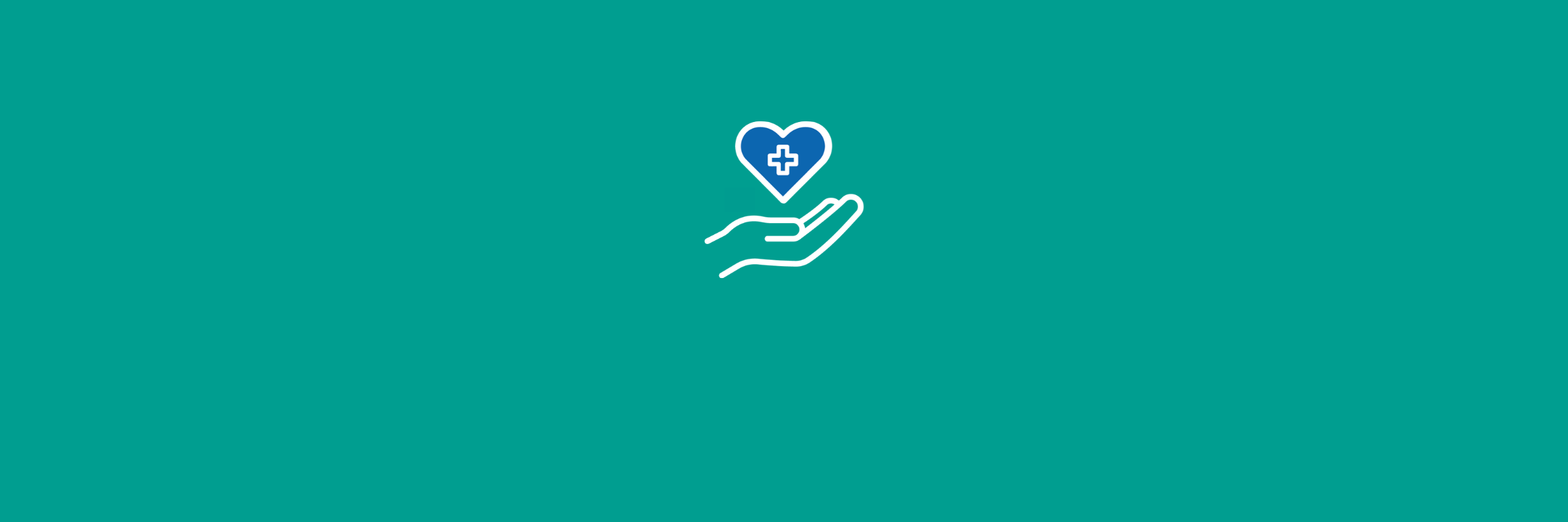 Graphic of a hand holding a heart with a medical cross inside