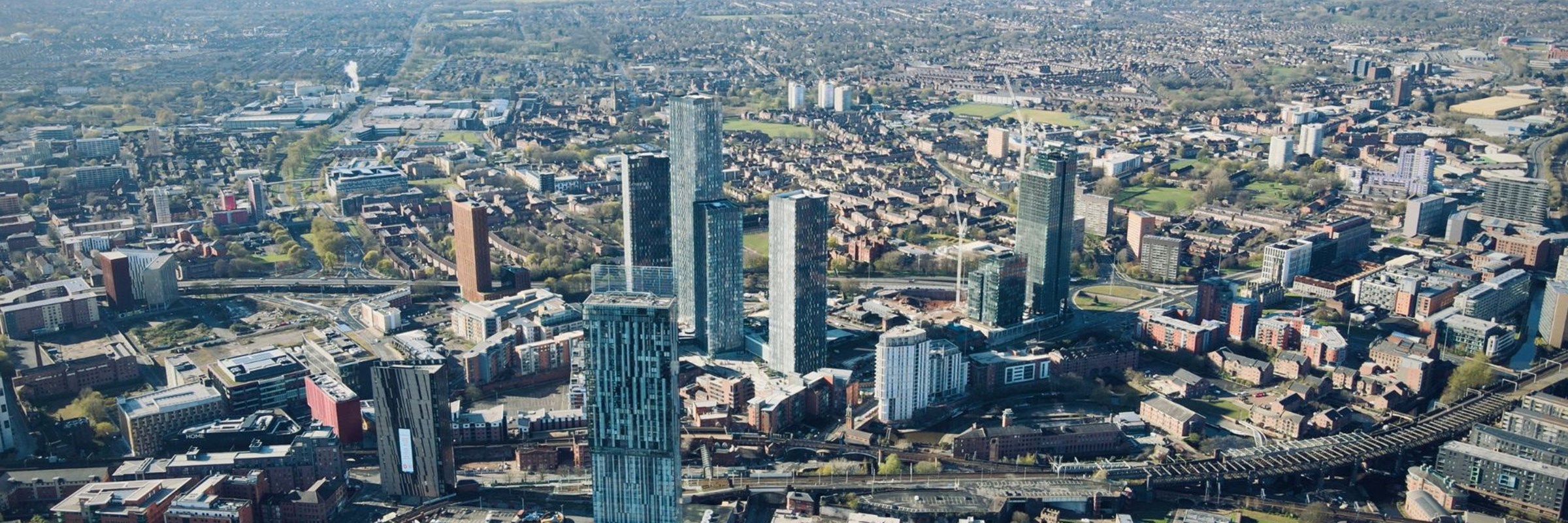 An aerial view of the city of manchester