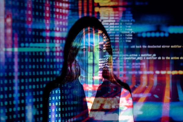 Image of person with lines of data projected over the person