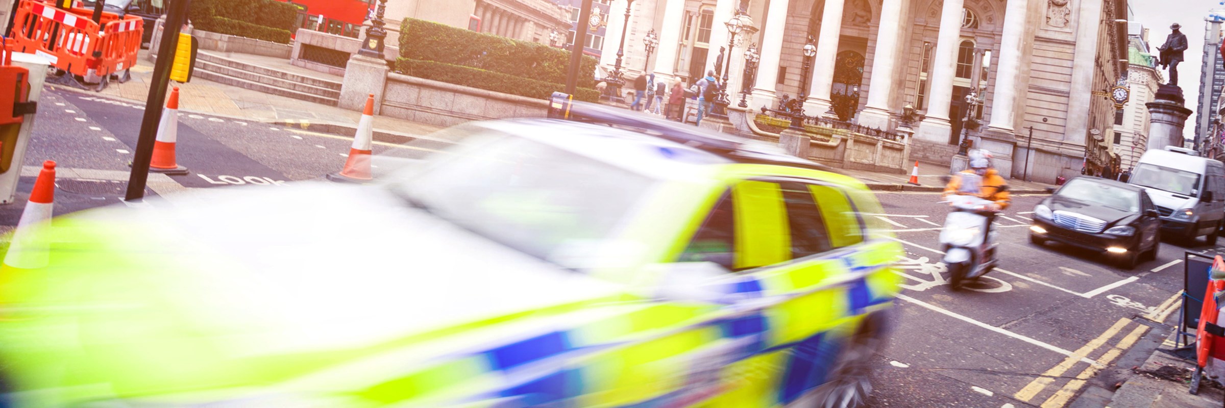 Police Car in front of The Bank of England, UK.